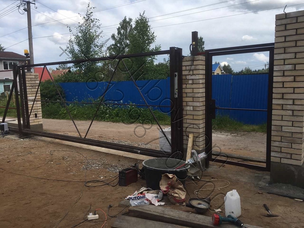 Откатные ворота с автоматикой CAME и калитка в Романовке