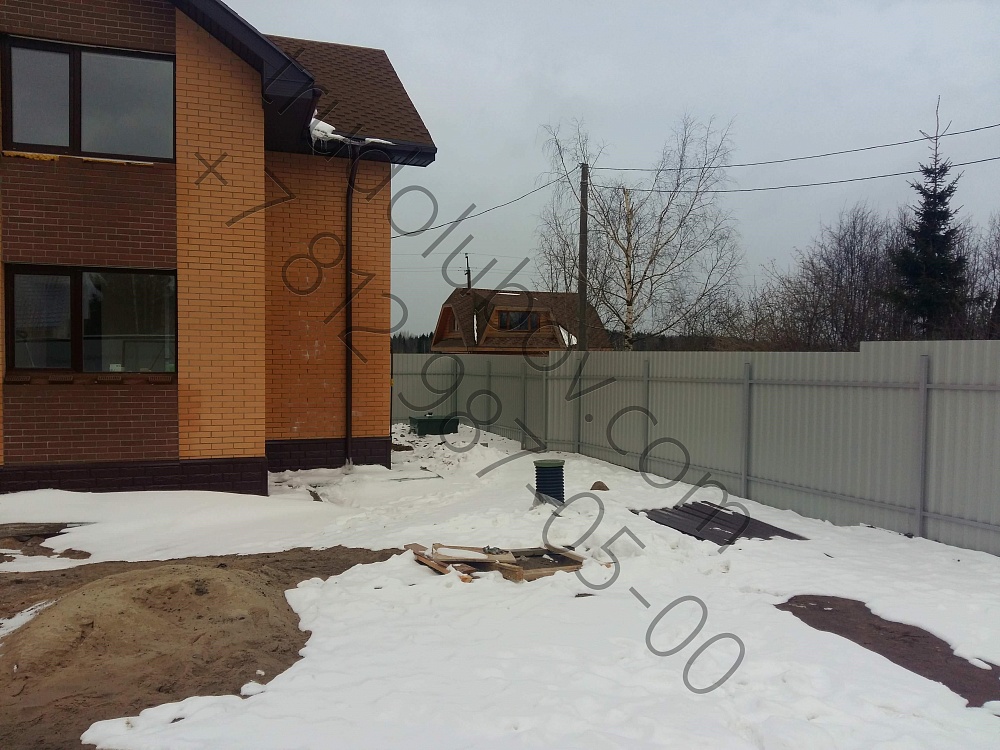 Забор из профлиста с откатными воротами в СНТ "Щеглово-2"